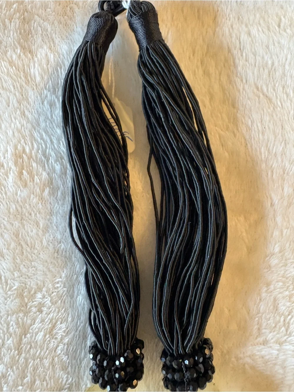 Beaded Statement Necklace in Smoky Tiger eye Agate on Black silk multi strands